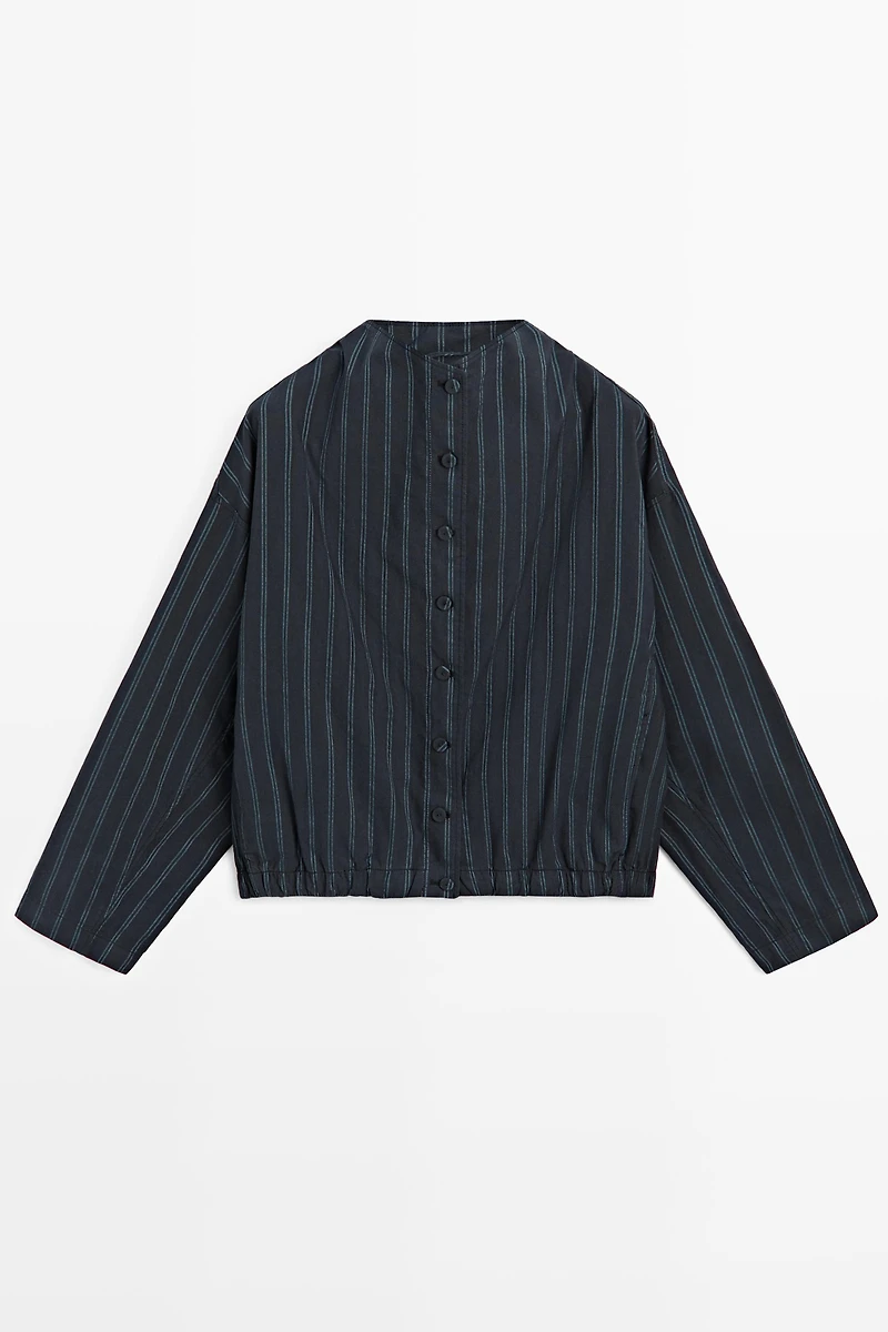Striped high neck bomber jacket