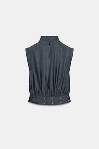 LINEN BUCKLE STUD TOP