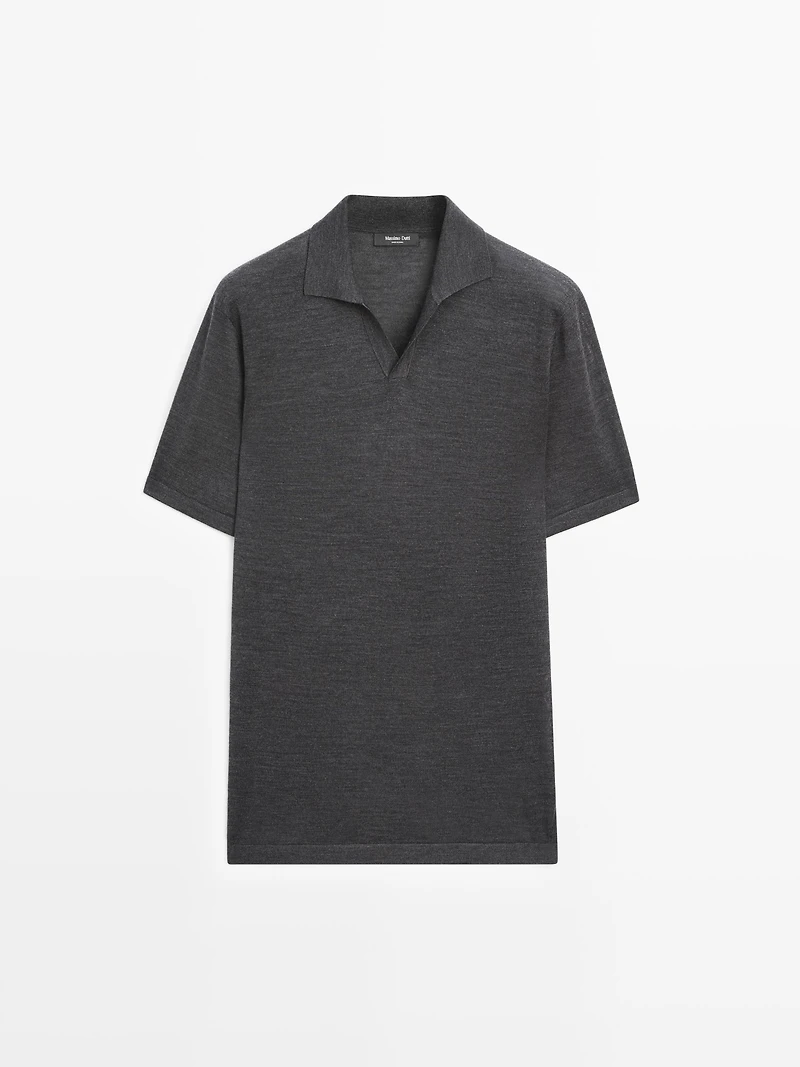Knit V-neck polo shirt