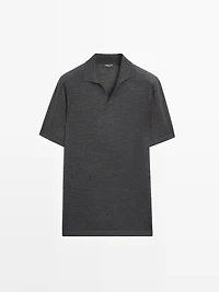 Knit V-neck polo shirt