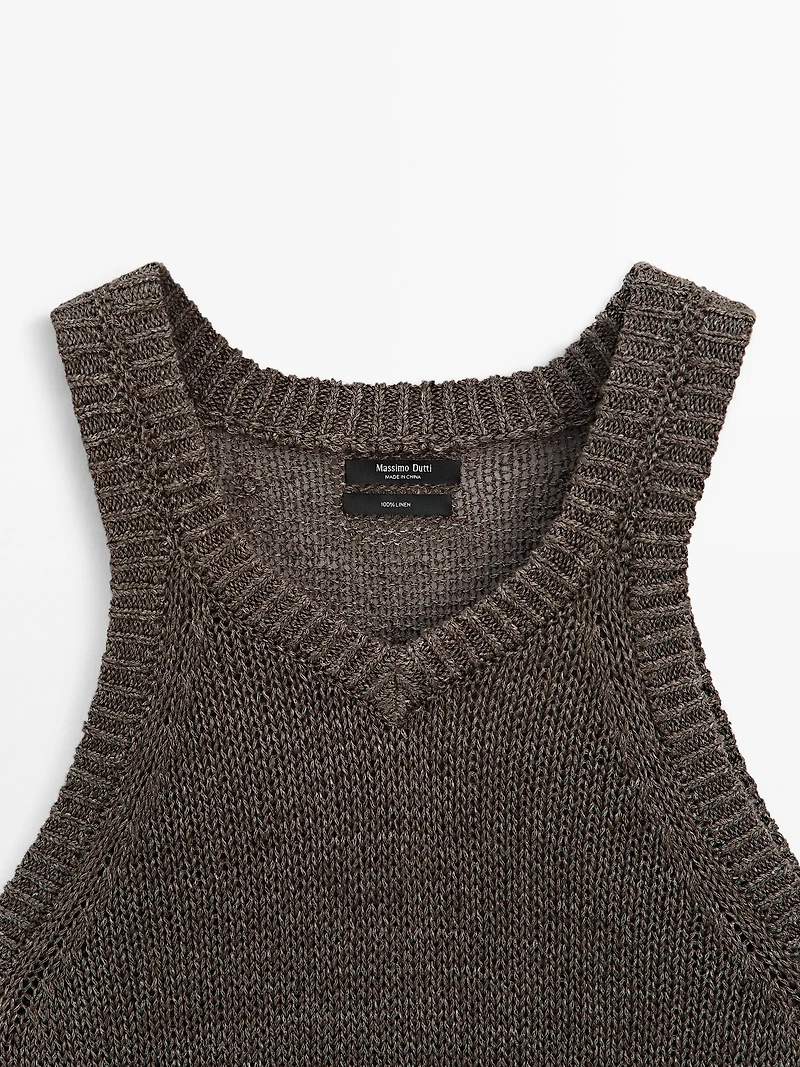 100% linen knit top