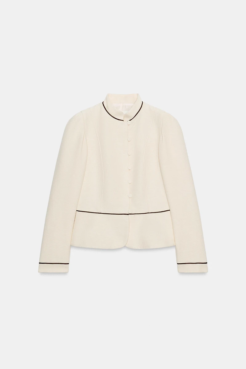 VESTE AJUSTÉE À LISERÉS EN CONTRASTE