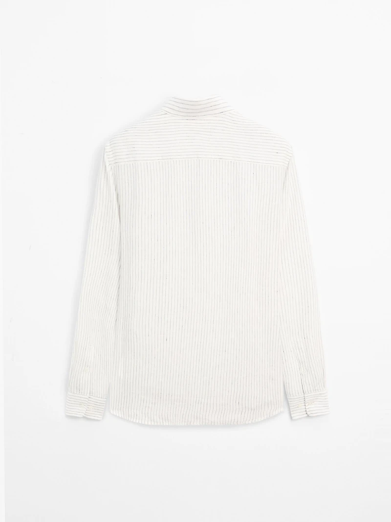Chemise slim à rayures en lin