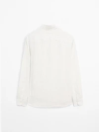 Chemise slim à rayures en lin