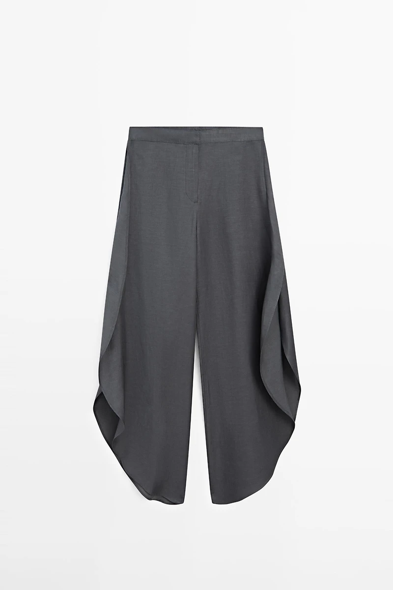 Linen blend trousers with slit details