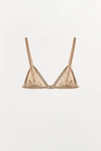 BEADED LACE TRIANGLE BRA