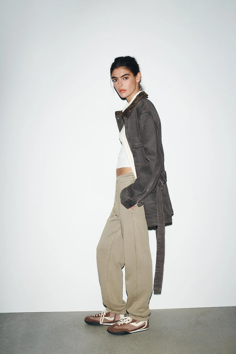 WASHED EFFECT FLEECE JOGGER PANTS