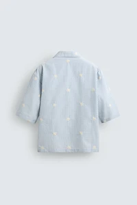FLORAL EMBROIDERY RELAXED FIT SHIRT