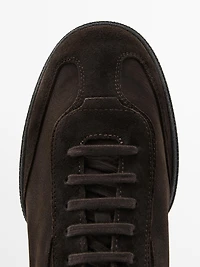 Tennis croûte de cuir semelle contrastante