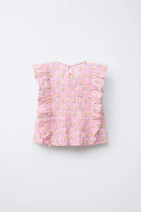 FLORAL PRINT RUFFLED TOP
