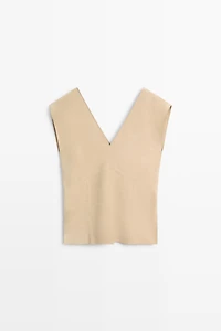 Suede leather sleeveless top