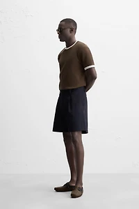 BASIC CONTRAST RIBBED T-SHIRT