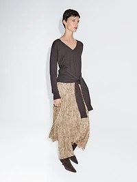 Polka dot print flared midi skirt