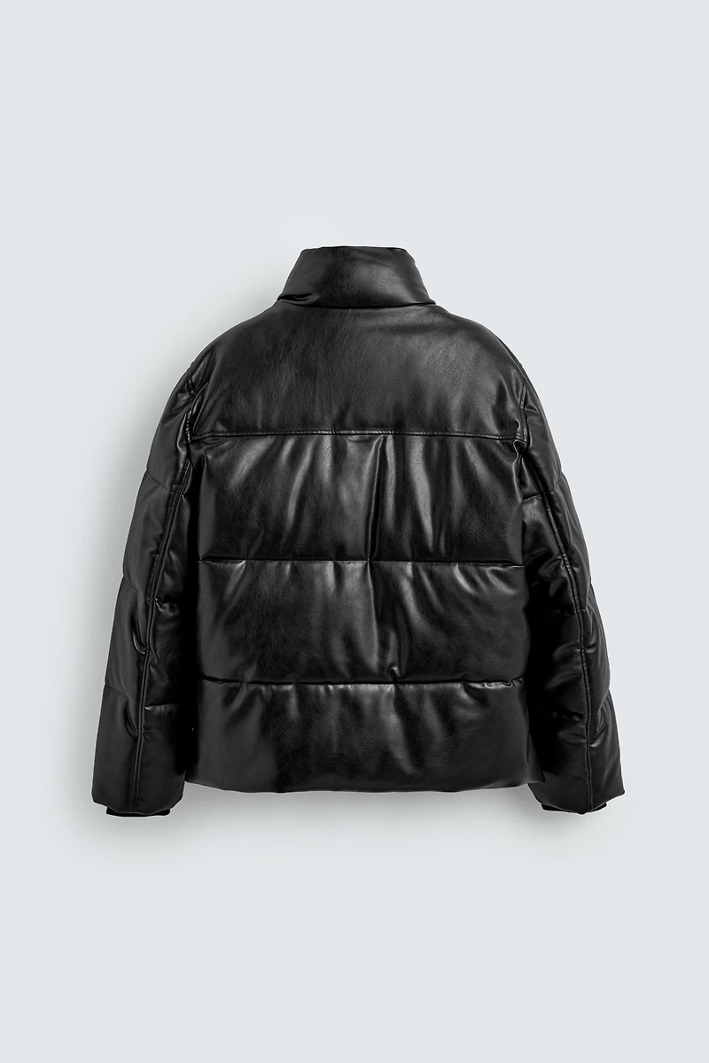 FAUX LEATHER PUFFER JACKET
