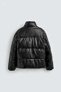 FAUX LEATHER PUFFER JACKET