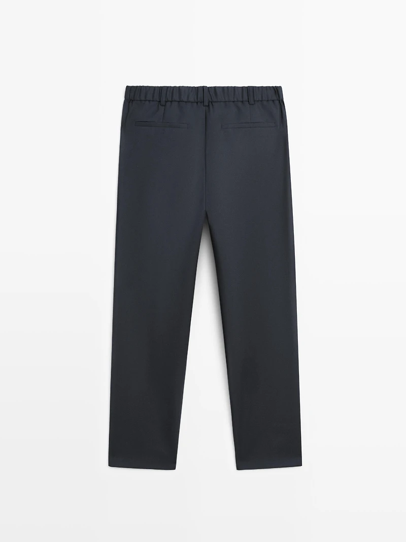 Relaxed fit wool blend trousers with darts