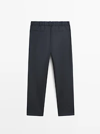 Relaxed fit wool blend trousers with darts