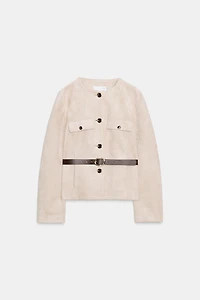 FAUX SUEDE BELTED BLAZER