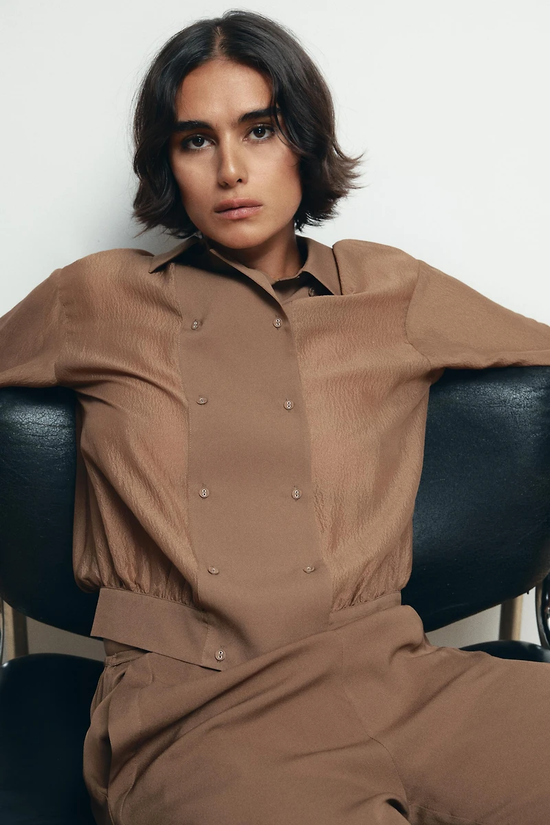 CHEMISE EN SOIE 100 % DOUBLE BOUTONNAGE