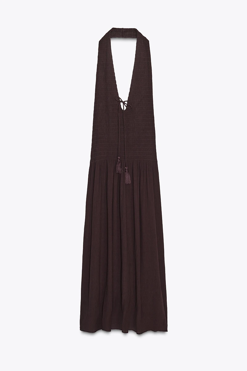 SMOCKED HALTER DRESS