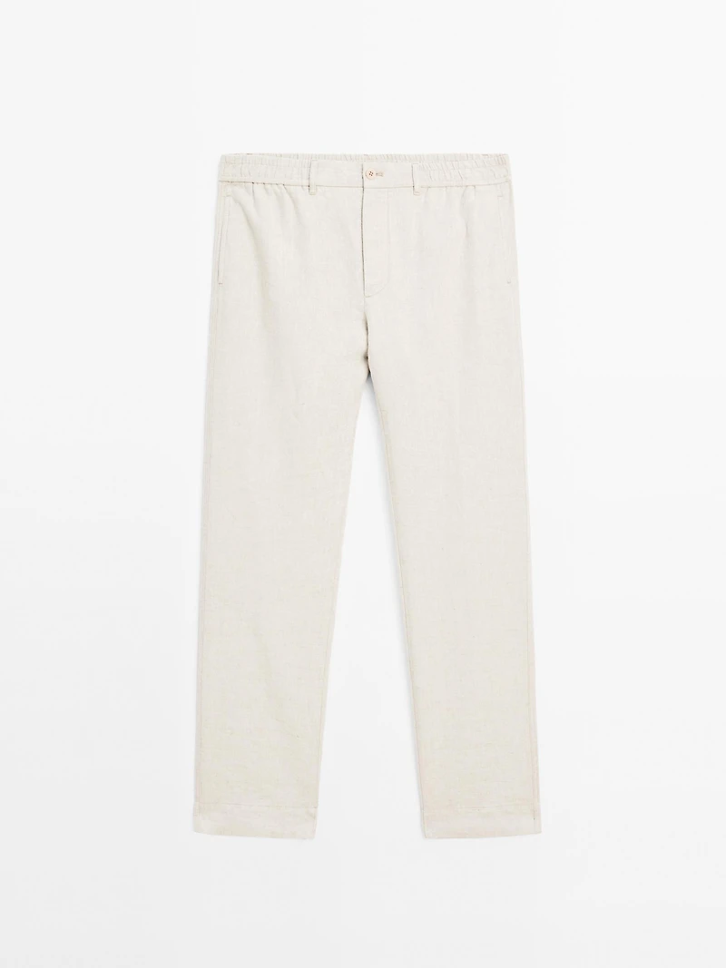 100% linen jogger fit trousers