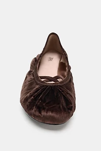 VELVET EFFECT STRAPPY BALLET FLATS
