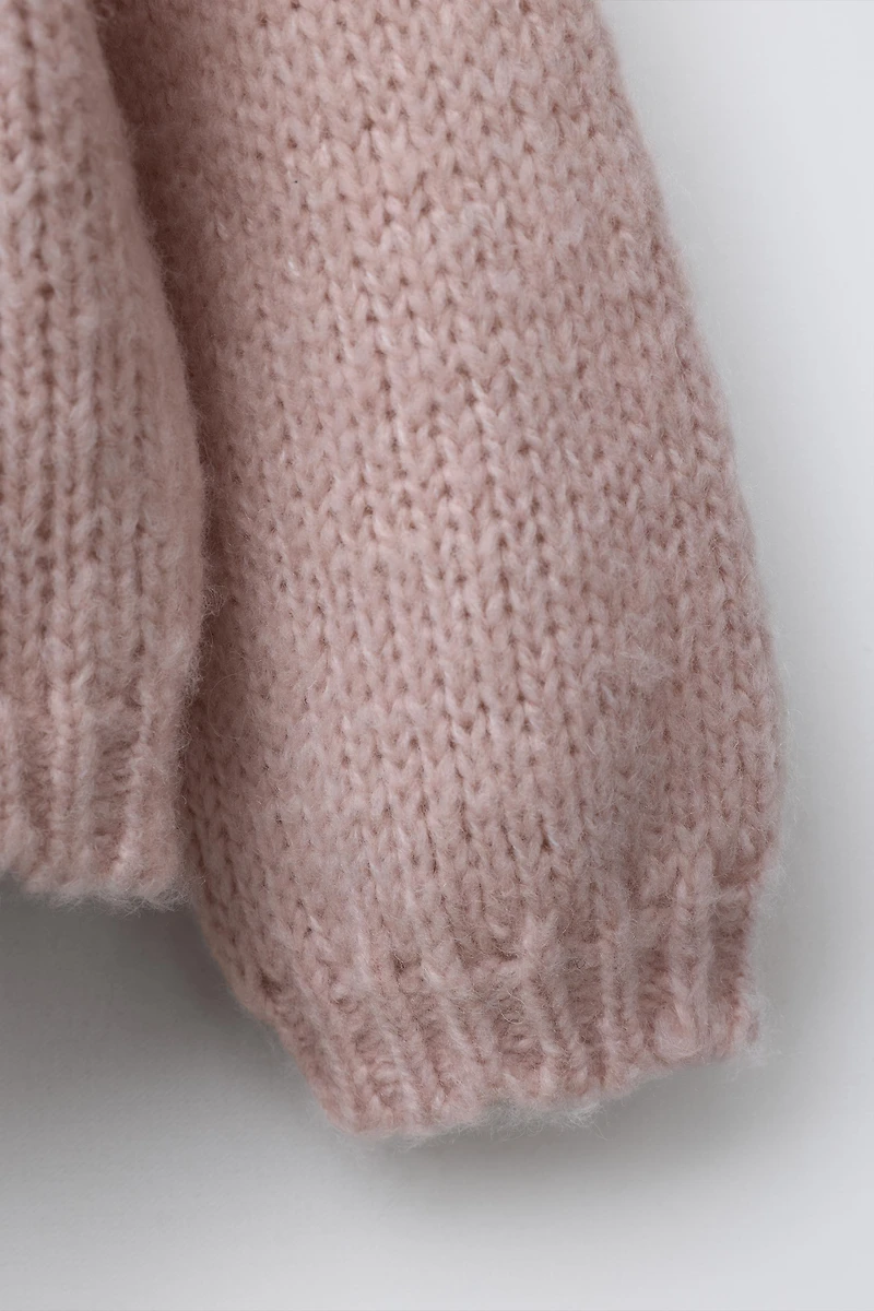 EMBROIDERED BEAR WOOL BLEND KNIT SWEATER