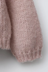 EMBROIDERED BEAR WOOL BLEND KNIT SWEATER