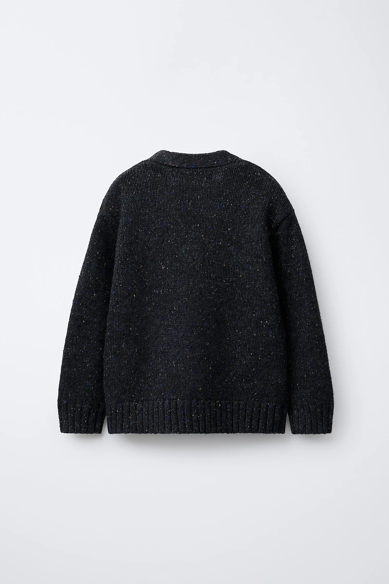 BUTTONED WOOL BLEND CARDIGAN