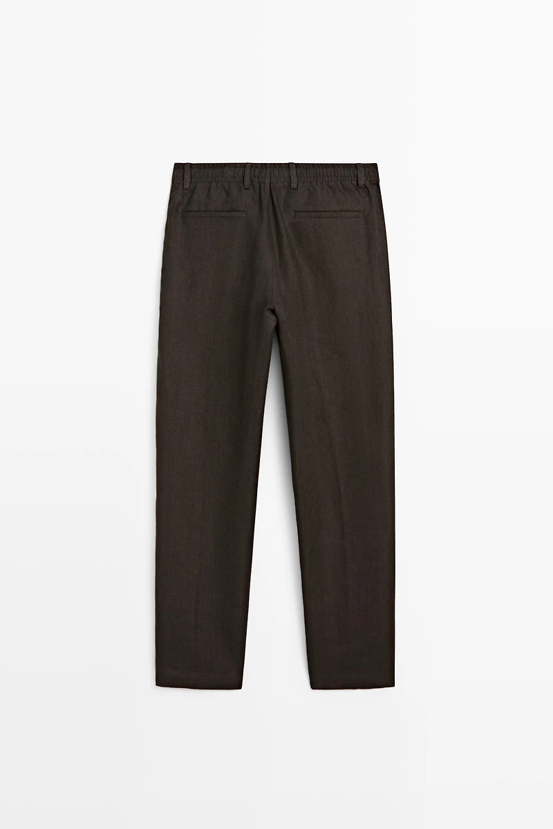 100% linen pants with elastic waist