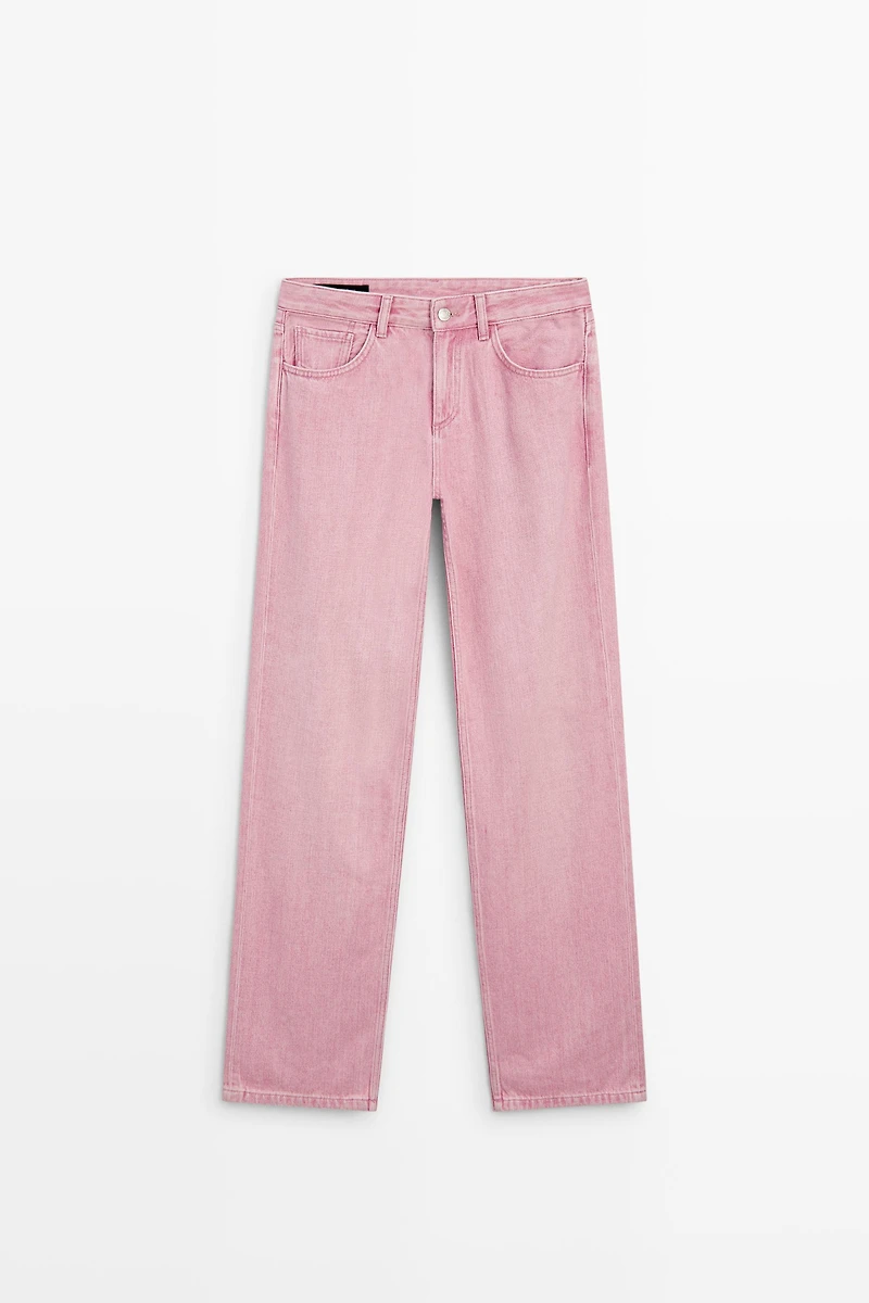 Low-rise straight-leg jeans