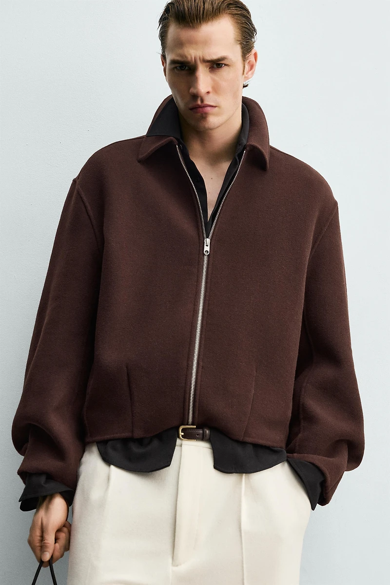 BLOUSON COUPE BOXY AVEC LAINE
