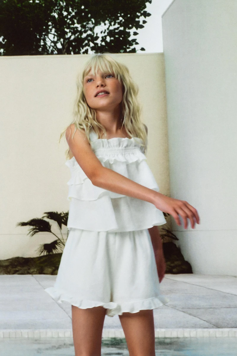 100% LINEN RUFFLED TOP