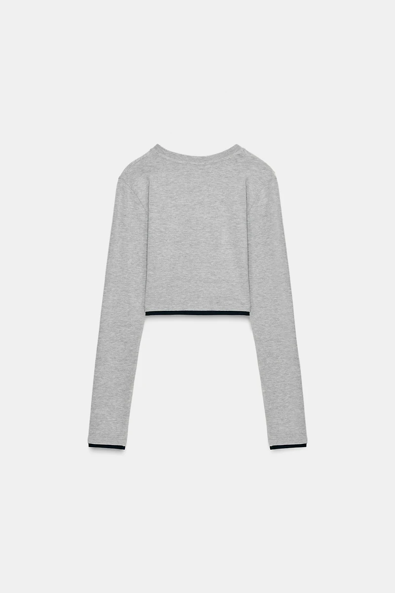 CROPPED DOUBLE EFFECT T-SHIRT