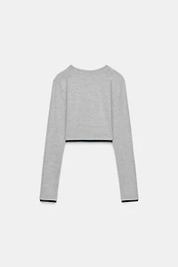 CROPPED DOUBLE EFFECT T-SHIRT