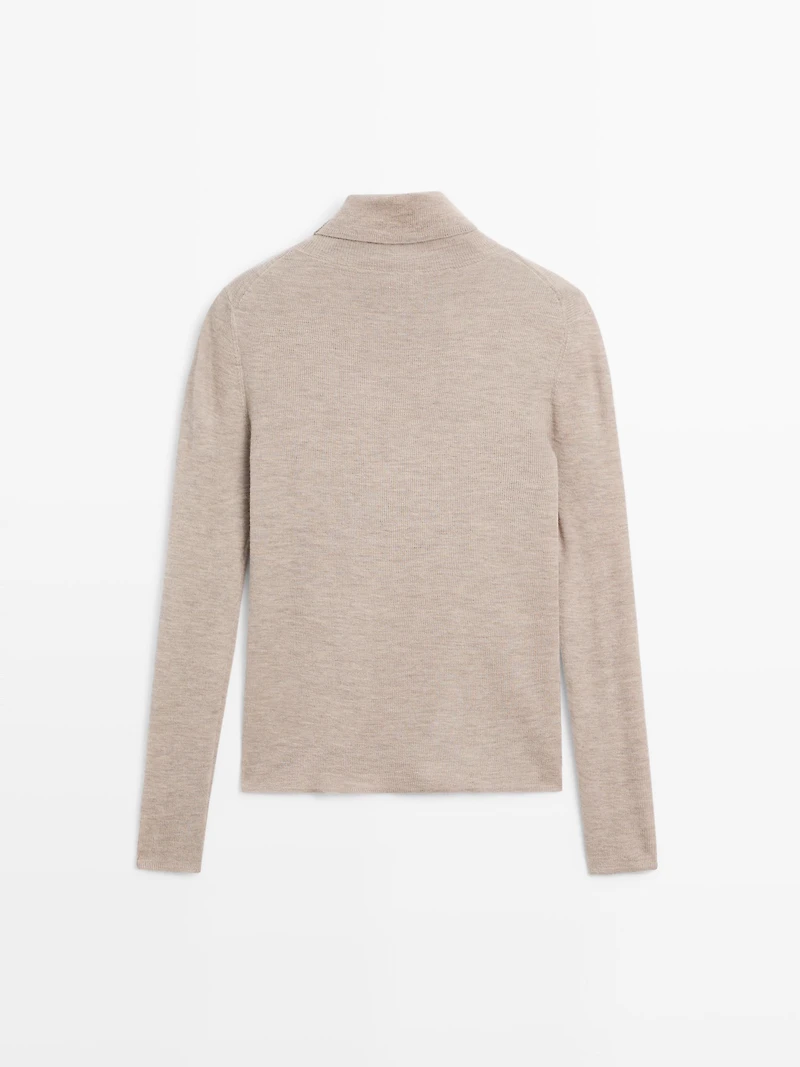Knit 100% cashmere high neck sweater - LIMITED
