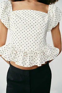 PRINTED EYELET EMBROIDERED TOP
