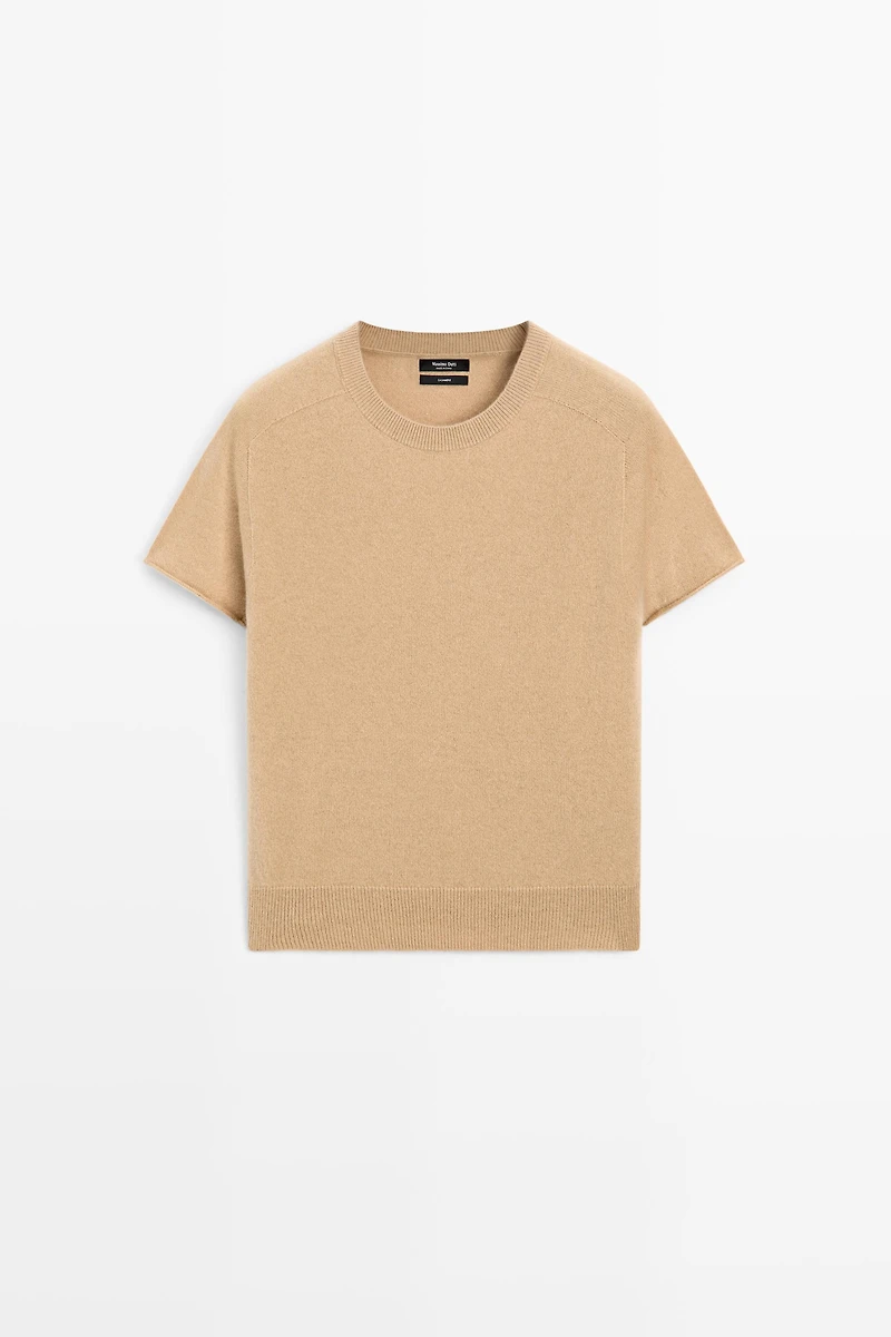 100% cashmere short sleeve knit sweater
