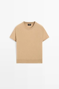 100% cashmere short sleeve knit sweater