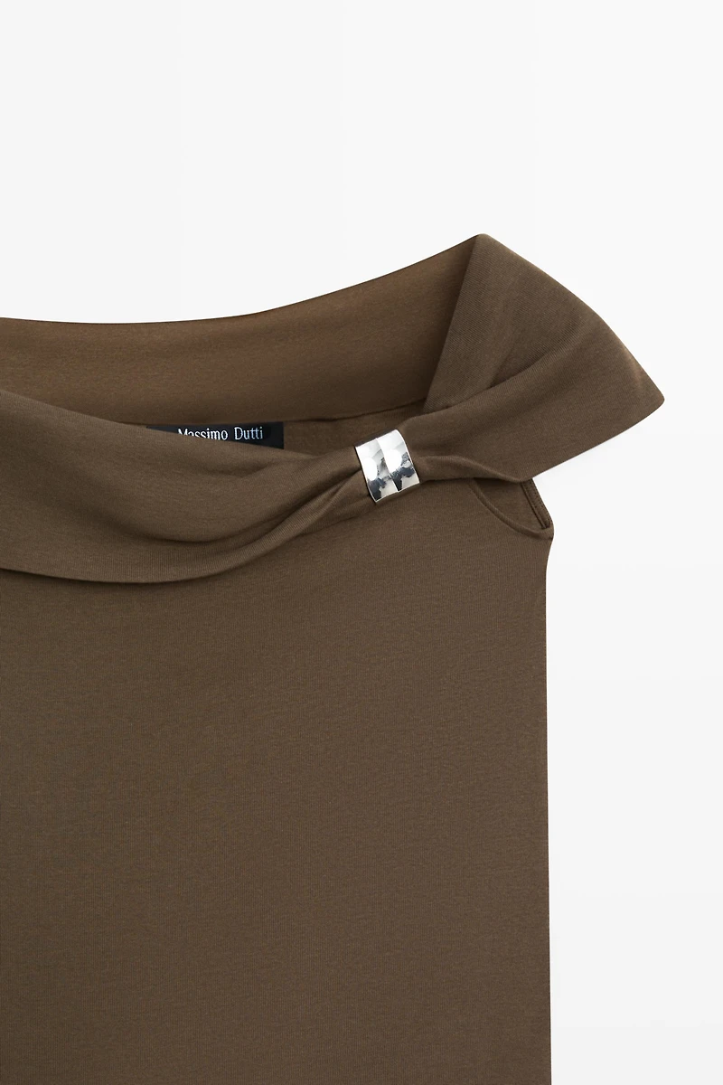 Off-the-shoulder top with jewel detail