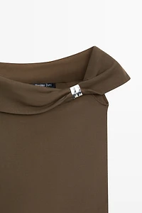 Off-the-shoulder top with jewel detail
