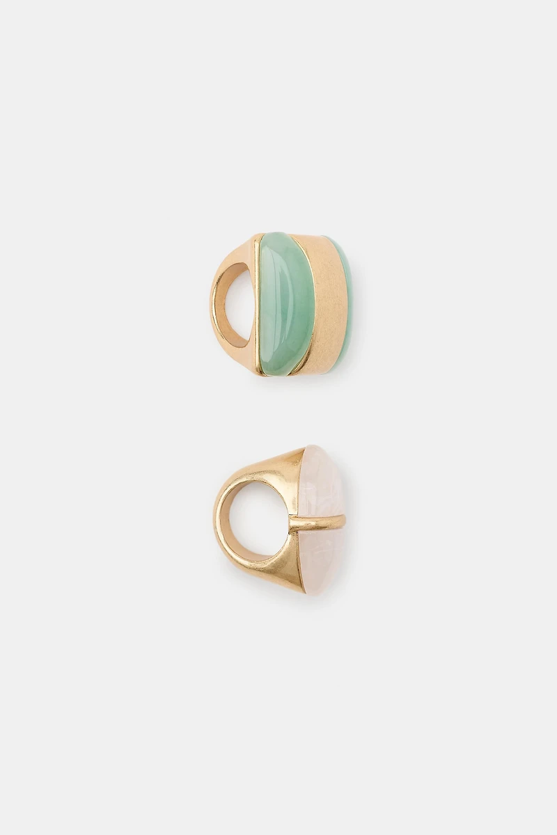 2-PACK OF RESIN STONE RINGS