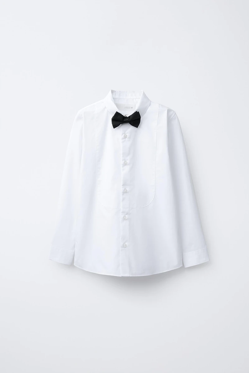 DETACHABLE SATIN BOW TIE SHIRT
