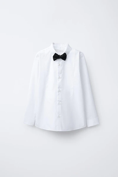 DETACHABLE SATIN BOW TIE SHIRT