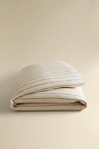 STRIPED COTTON AND LINEN DUVET COVER