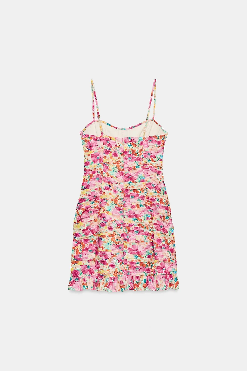 ROBE COURTE DRAPÉE IMPRIMÉ FLEURI