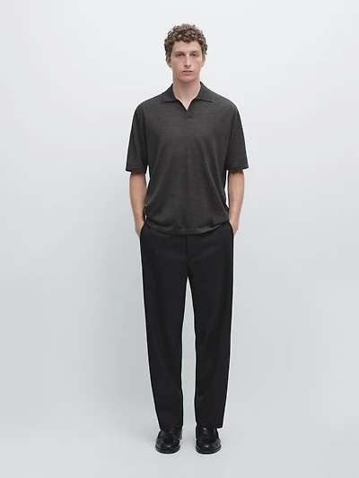 Knit V-neck polo shirt