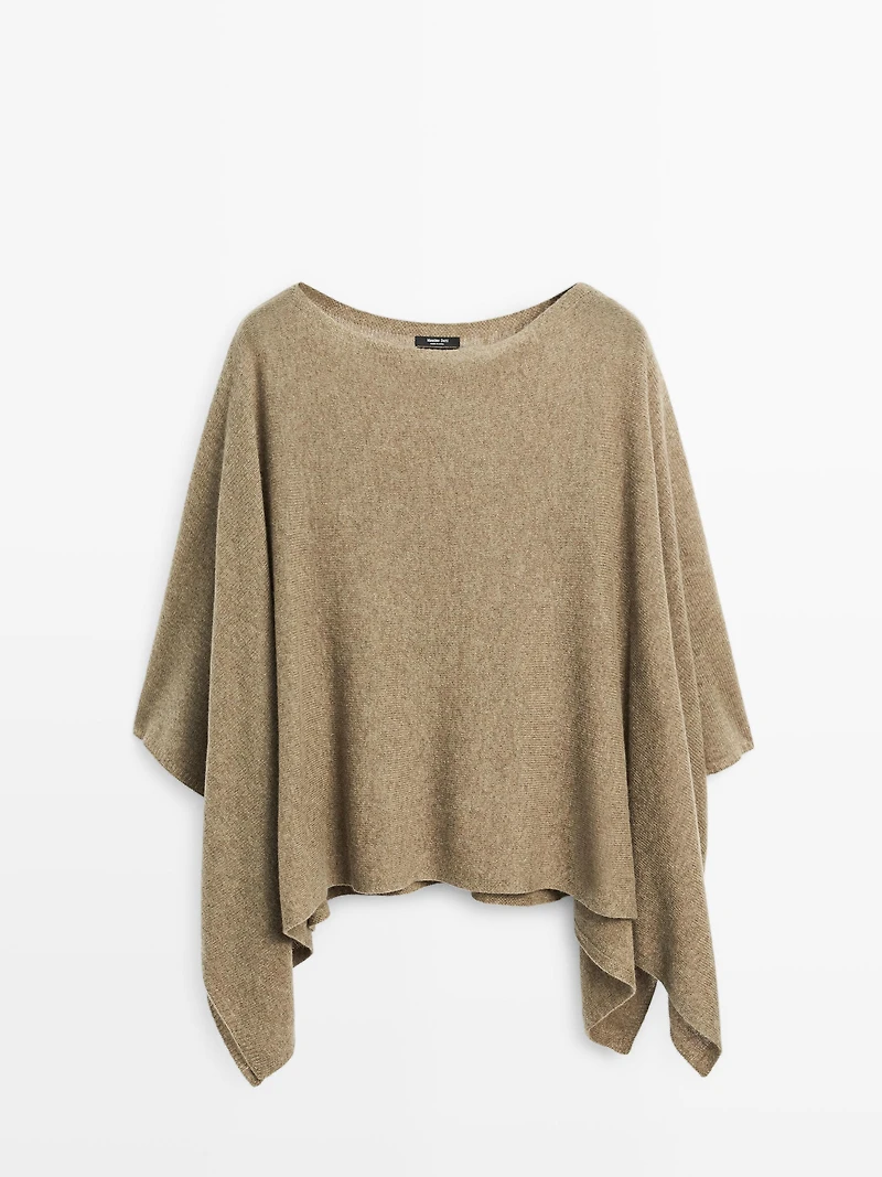 100% wool asymmetric knit cape
