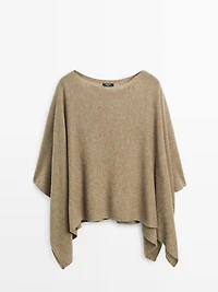 100% wool asymmetric knit cape