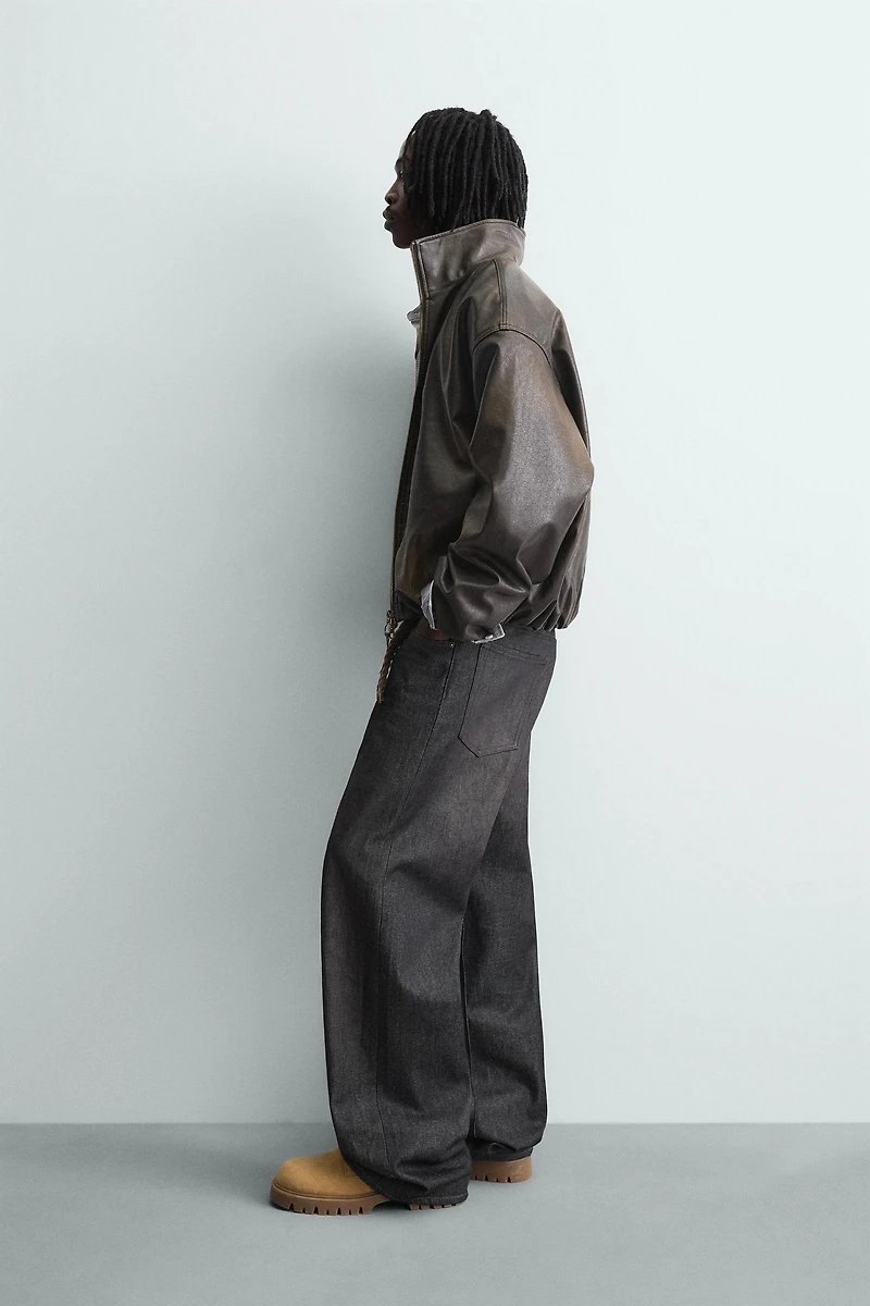 WASHED FAUX LEATHER JACKET